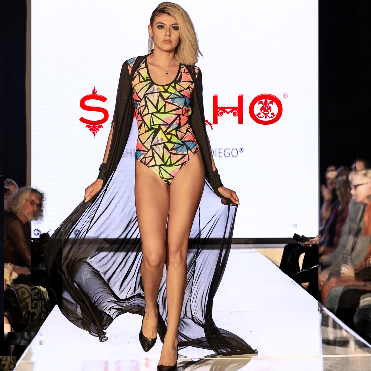 Saulho Custom Ladies Swimsuit + Separate Sheer Cape