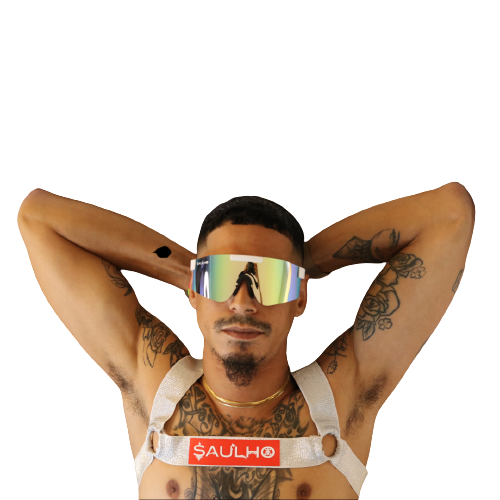 Saulho Mens Metallic Silver Harness Fashion