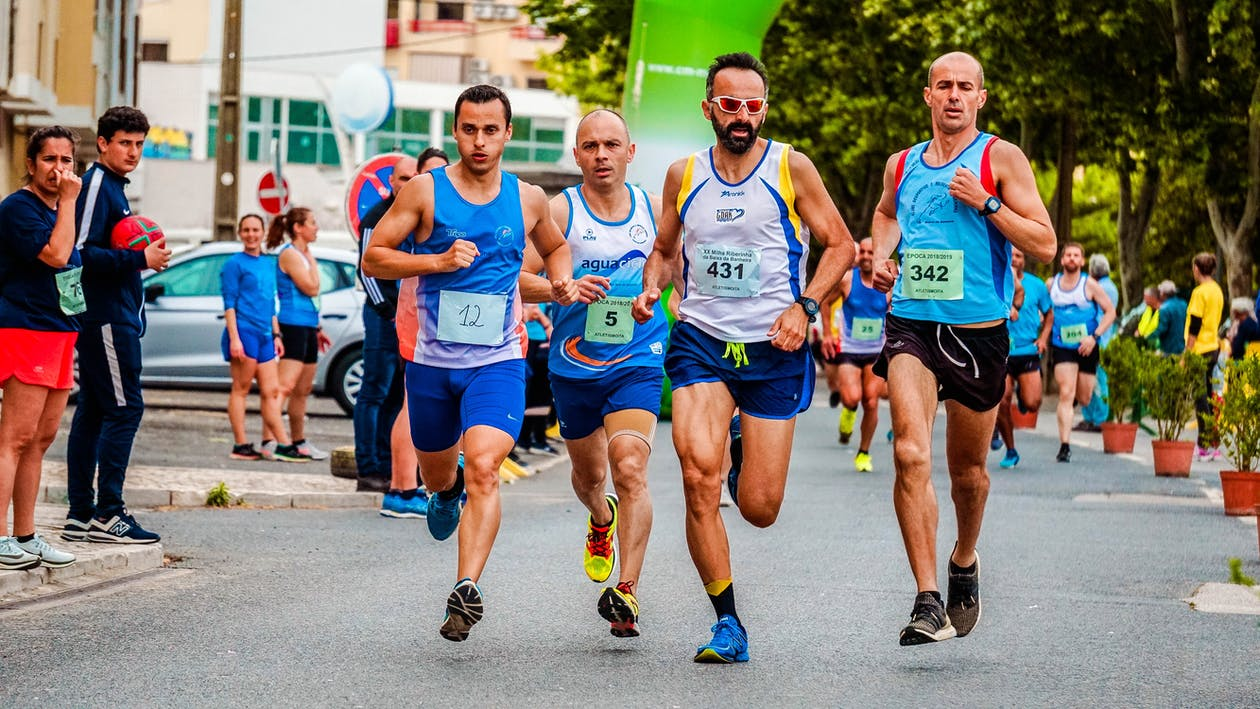  People running in a marathon.