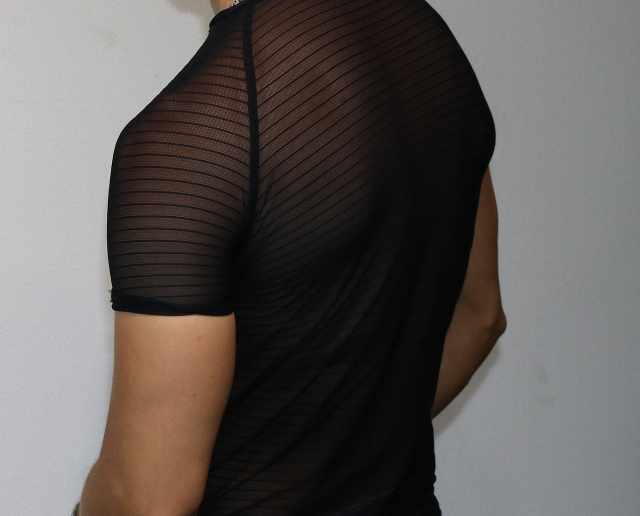 Saulho Sexy Black Mesh Short Sleeve T-Shirt