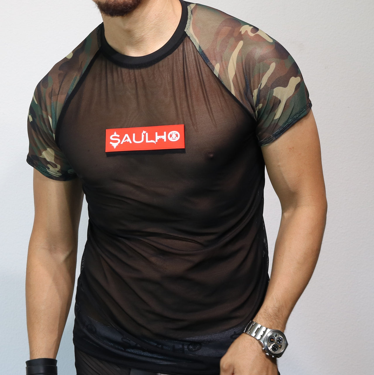 Saulho Camouflage/Black Mesh Short Sleeve T-Shirt